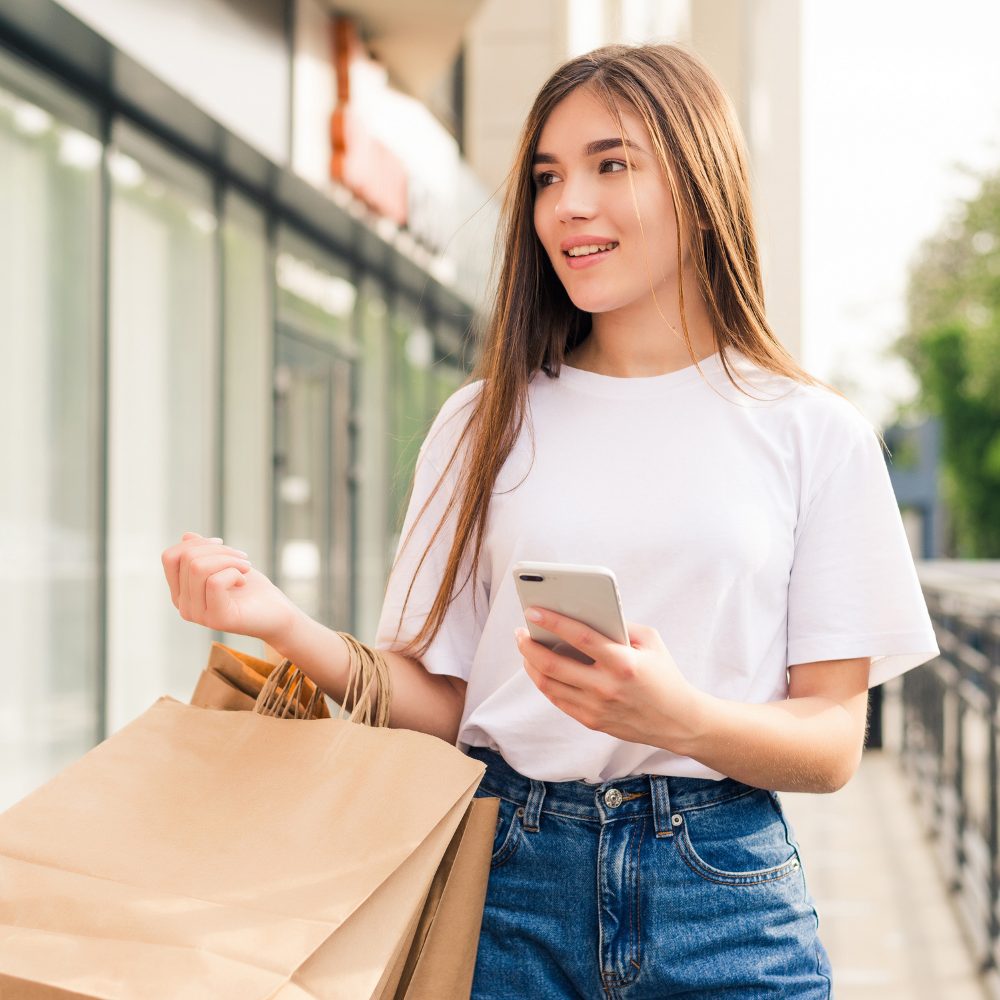 woman getting business sales and marketing texts